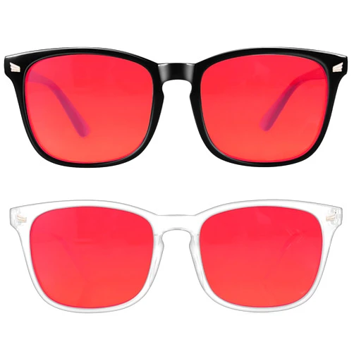 Vbewo 2 Packs Professional Sleep Glasses with 99.9% Blue Light Blocking Dual AR Coatings Red Lens, Computer Gaming Glasses for Men Women, Anti Fatigue & Eye Strain