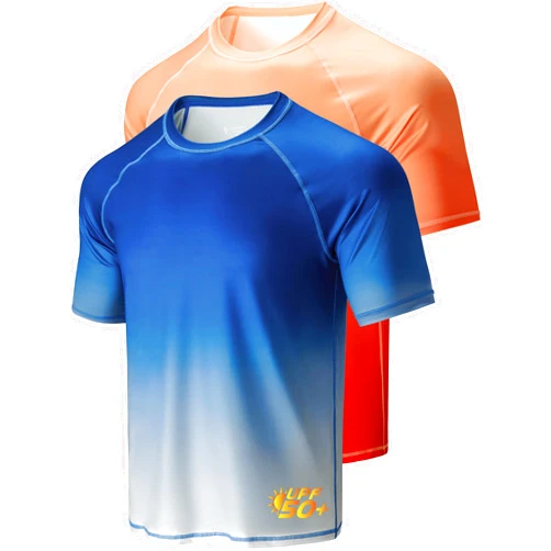 Liberty Imports 2-Pack Men's UV Short Sleeve Swim Shirts Loose Fit Rash Guards