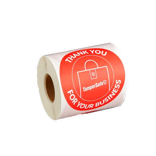 Angel's Peel Lounge Thank You Tamper Proof Stickers Roll — Tamper Evident Stickers for Bags, Drink Lids, Food Containers, Writable Adhesive Seal Tape, Thank You Labels - 3x3in 250-COUNTS, RED, Round
