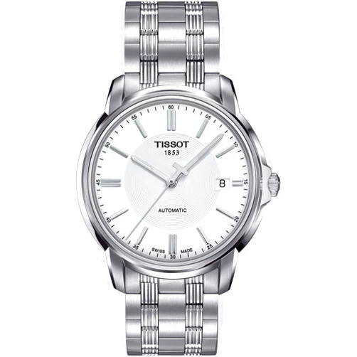 Tissot Mens Automatics III Date 316L Stainless Steel case Swiss Automatic Watch, Grey, Stainless Steel, 19 (T0654071103100)