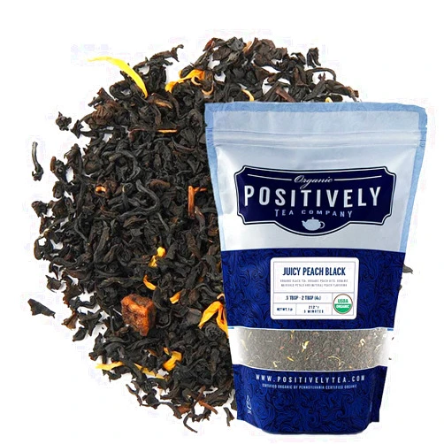 Organic Positively Tea Company, Juicy Peach Black Tea, Loose Leaf, 16 Ounce