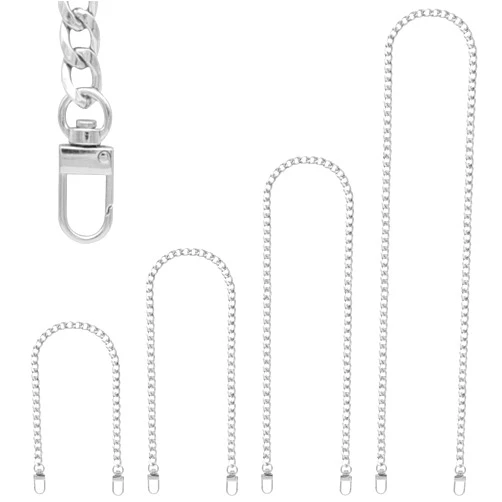 RAPUDA Purse Chain Strap, 4 Pieces Different Sizes Bag Chain Strap, Metal Chain Straps for DIY Purse Handbag Shoulder Crossbody Bag (15.4 Inch, 23.6 Inch, 31.4 Inch, 47.2 Inch) Silver