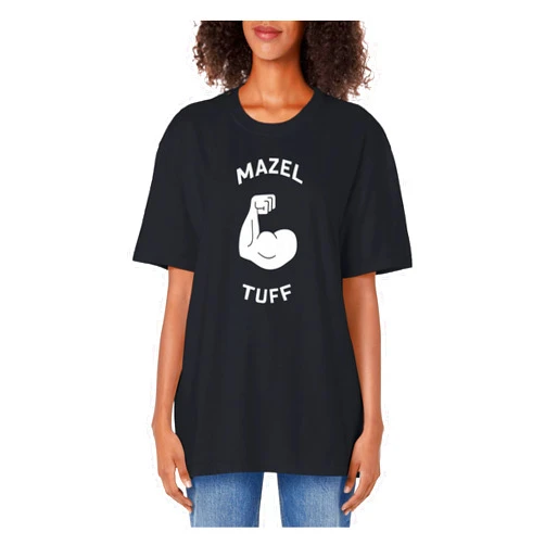 Schmattees Mazel Tuff Strong Jew Funny Jewish Work Out Gym Hanukkah Adult Oversized Vintage T-Shirt
