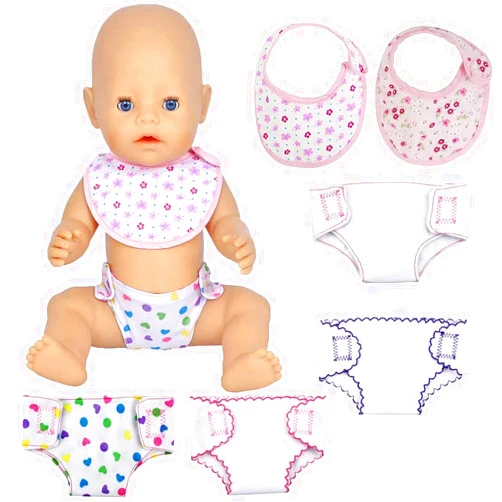 Famoby American Girl Doll Baby Alive Girl 4Pcs Diapers and 2Pcs Bids for 14 to 18 Inch Dolls, Birthday Gift, Sleepover Party