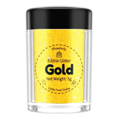 Shanlinly Gold Edible Glitter for Cakes Drinks - Food Grade 5g Shimmer Luster Glitter Dust Edible Glimmer Powders for Strawberries, Sprinkle on Sparkle, Chocolate, Cookie, Cupcake, Cocktail, Vegan