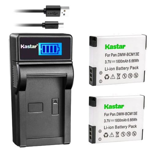 Kastar Battery (X2) & LCD Slim USB Charger for Panasonic DMW-BCM13 BCM13PP and Lumix DMC-FT5 DMC-LZ40 DMC-TS5 TS6 DMC-TZ37 TZ40 TZ41 TZ55 TZ60 DMC-ZS27 DMC-ZS30 DMC-ZS35 DMC-ZS40 DMC-ZS45 DMC-ZS50