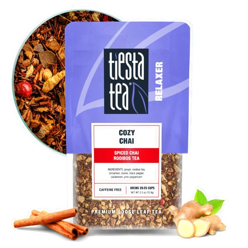Tiesta Tea - Cozy Chai | Spiced Chai Rooibos Tea | Premium Loose Leaf Tea Blend | Caffeine Free Herbal Tea | Make Hot or Iced & Up to 25 Cups - 2.5 oz Resealable Pouch