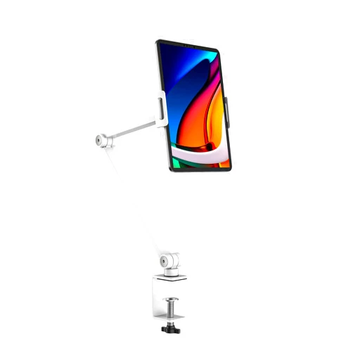 BEWISER Tablet Holder, Tablet Stand Desk Mount,Rotate 360 Degrees of Flexible, Height and Angle Adjustable, High-Grade Aluminium Alloy Long Arm Compatible with4.7-15.6