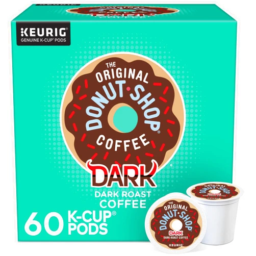 The Original Donut Shop Dark Keurig Single-Serve K-Cup Pods, Dark Roast Coffee, 60 Count, (6 Packs of 10)