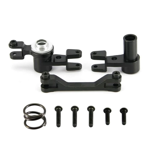 RCAWD Alloy Steering Servo Saver Set(Steering Bellcranks/Servo Saver/Servo Saver Spring/Servo Spring Retainer/Servo Horn, Steering) for 1/7 Traxxas UDR Unlimited(Black)