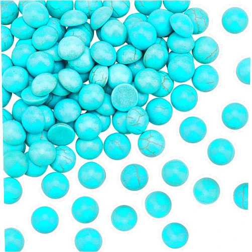 arricraft 100PCS 8mm Synthetic Turquoise Gemstone Turquoise Beads Flat Back Stone Cabochons Craft Findings for DIY Jewelry Making-Half Round