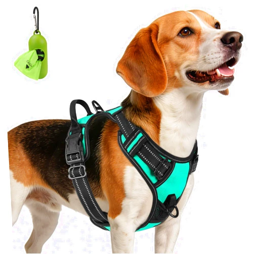 Joytale No Pull Dog Harness Medium Sized Dog, Reflective Pet Vest with Front Clip, Adjustable Soft Padded Harnesses with Easy Control Handle for Training and Walking, Teal, M