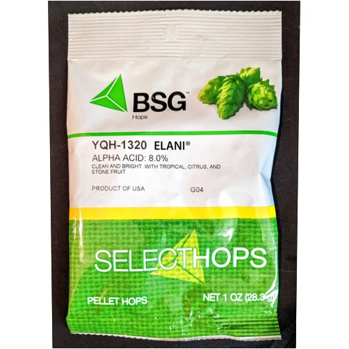 Hobby Homebrew ELANI HOPS Wild Northern Idaho YQH-1320 1oz Hop Pellets BSG HYQ1001Z from Yakima Quality Hops for homebrewing West Coast IPA Hazy IPA and Pale Ale