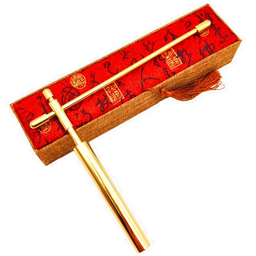 Gumiao Pure Copper Dowsing Rods, 21Cm Long Collapsible Brass Dowsing Rod Feng Shui Tools for Divining Water, Treasure, Buried Items