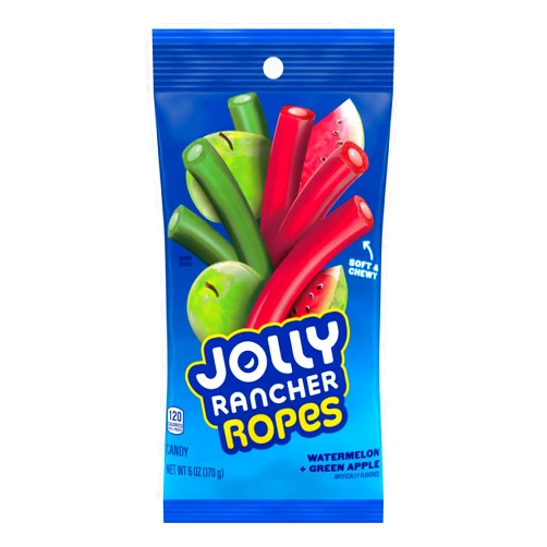 JOLLY RANCHER Ropes Watermelon and Green Apple Flavored Candy Bag, 6 oz
