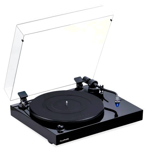 Fluance RT84 Reference High Fidelity Vinyl Turntable Record Player with Ortofon 2M Blue Cartridge, Speed Control Motor, High Mass MDF Wood Plinth, Vibration Isolation Feet - Piano Black