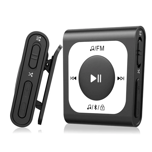 AGPTEK 64GB Clip MP3 Player with Bluetooth, AGPTEK A51PL Portable Music Player with FM Radio, Shuffle, No Phone Needed, for Sports(Black)