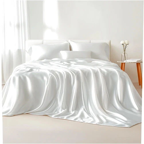 Bedsure Satin Sheets - King Sheet Set, 4 Pcs King Bed Sheets, Similar to Silk Sheets, Bed Sheets King Size for Hair and Skin, Gifts for Women (Pure White, King)