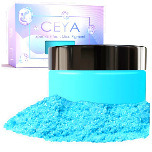Ceya Highly Interference Mica Powder, 1.8oz/ 50g Turquoise Chrome Nail Powder, Cosmetic Grade Pearlescent Effect Color Shift Pigment for Epoxy Resin, Makeup, Nail Art, Soap Dye, Candle, Slime, Paint