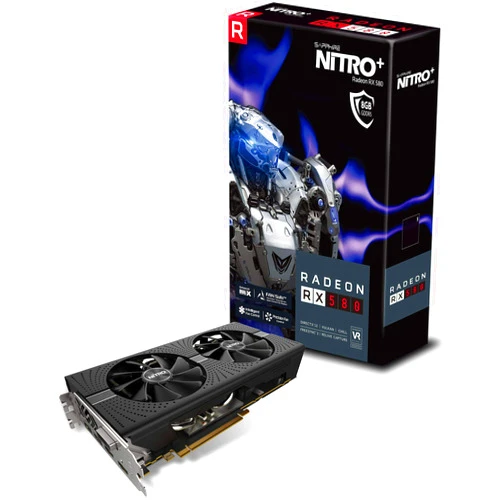 Sapphire 11265-01-20G Radeon NITRO+ Rx 580 8GB GDDR5 Dual HDMI/ DVI-D/ Dual DP with Backplate (UEFI) PCI-E Graphics Card