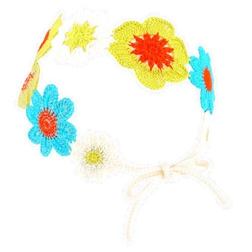 Teaaha Crochet Headband for Women, Hippie Bandana Knit Head Scarf Bands Wide Knitted Floral Crochet Headwrap Hair Accessories for Women and Girls(Blue+green)