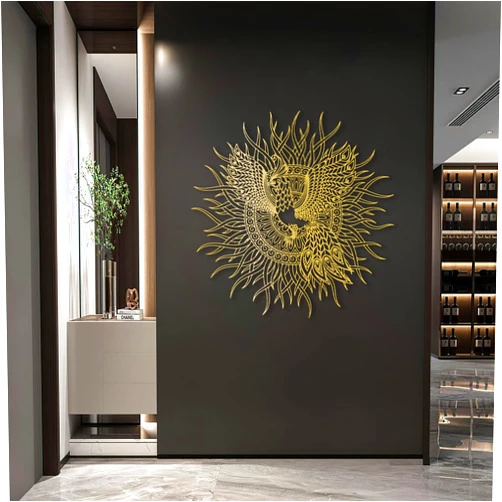 Cadeali Phoenix Metal Wall Art, Metal Wall Art Decor, Metal Bird Wall Art, Anka Wall Art, Metal Wall Sign, Symbol Wall Metal Decor, Home Decor Artwork, Phoenix Housewarming Gift (24 x 24 inch | 60 x 60 cm, Gold)