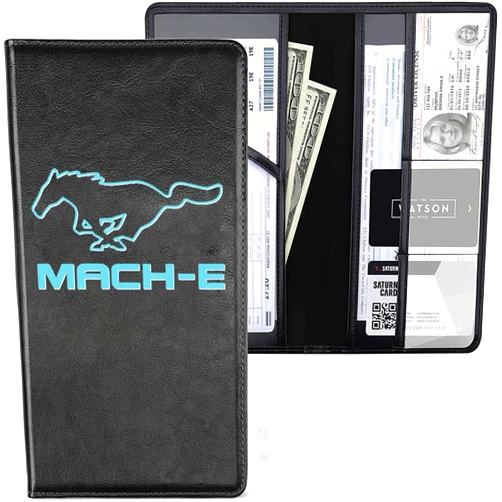 JDIRECT For Mach-E Car Registration and Insurance Holder, Accessories, Artificial PU Leather Registration Holder for Mach-E, Mach-E Glove Box Document Organizer