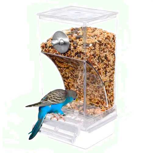 Xungieto Automatic Bird Feeder for Cage, No Mess Parakeet Feeder Parrot Seed Food Container for Parakeets Cockatiels Lovebirds