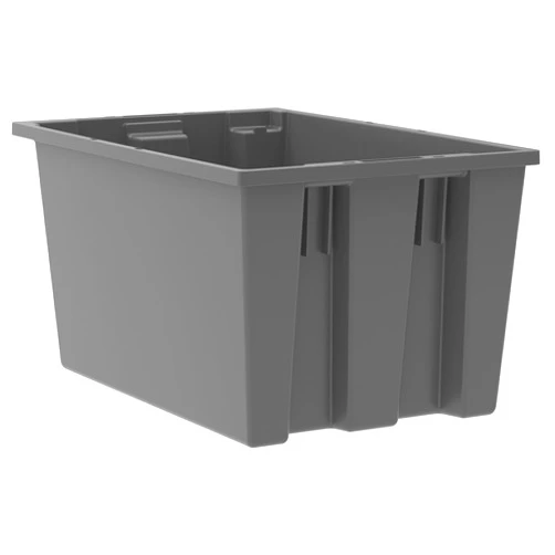 Akro-Mils 35240 Nest and Stack Plastic Storage Container and Distribution Tote, (23-1/2-Inch L x 15-1/2-Inch W x 12-Inch H), Gray, (3-Pack)