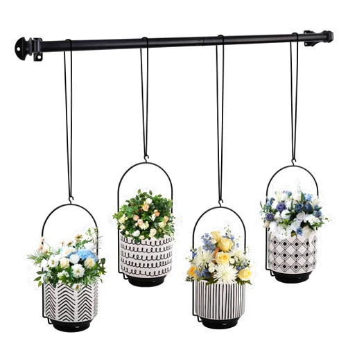 Moloevio CASEWIN Hibsr Hanging Planters for Window with 4 Plants Pots - Wall/Window Plant Hanger Indoor Herb Garden2,White