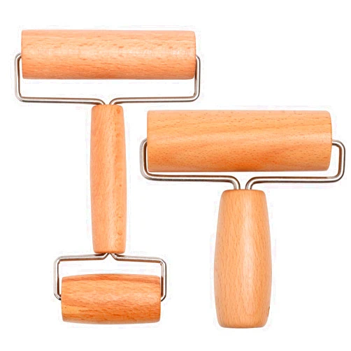 Whaline Wood Pastry Pizza Roller 2 Pieces Non Stick Wooden Rolling Pin for Home, Kitchen Baking Cooking Easy to Handle (T-Maple and H-Maple)