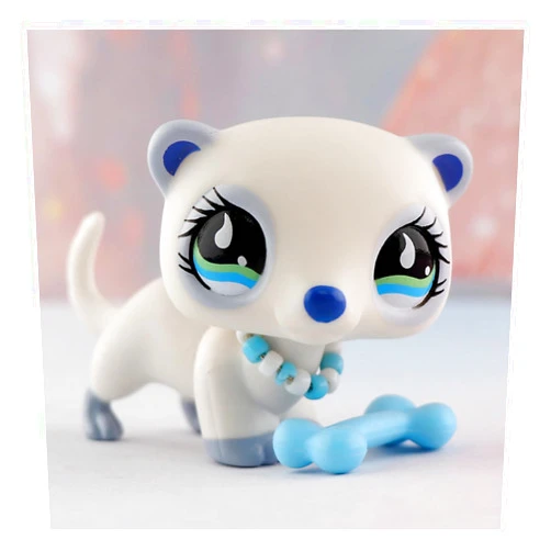 TDVOHO Mini Pet Figure - White Ferret with LPS Accessories Cute Pet Action Figure Series for Kids Gift