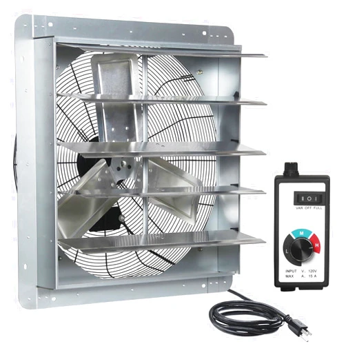 KEN BROWN 24 Inch Shutter Exhaust Fan With 1.65 Meters Power Cord & Speed Controller Wall Mounted, High Speed 4400CFM, Vent Fan For Garages And Shops, Greenhouse,Attic Ventilation