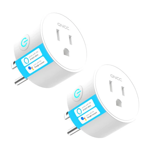 GNCC Smart Plug,Smart Home Wi-Fi Outlet Compatible with Alexa Google Assistant for Voice Control, Remote Control, Timer, Mini Smart Outlet WiFi Socket, No Hub Required, Only WiFi 2.4G (2-Pack) White
