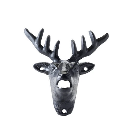 Foster & Rye Cast Iron Deer Heavy Duty Wall Mounted Bottle Opener for Drinks Soda Beer Beverages, Home Kitchen Bar Tools, Camper Essentials Set of 1