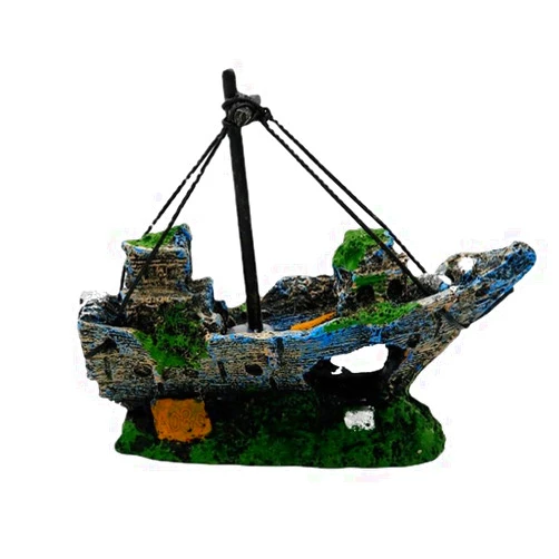 Generic Aquarium Landscaping Decoration Shipwreck Pirate Boat Sunken Ship Fish Shelter Fish Tank Decoration Small Medium Fish Garden Pond Ornament
