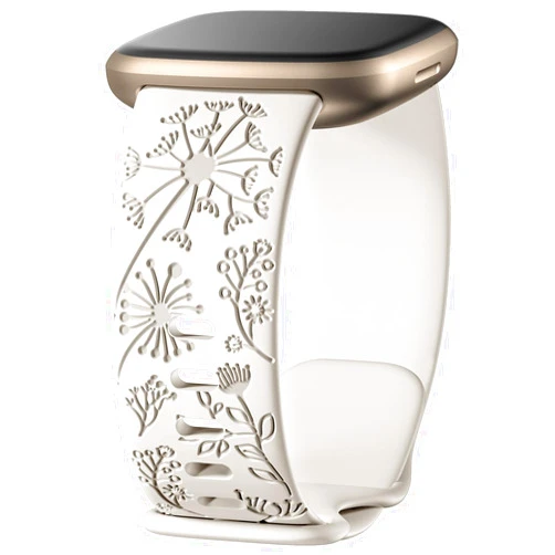 DGege Floal Dandelion Engraved Bands Compatible with Fitbit Sense Bands/Fitbit Versa 4/3/Sense 2 1 Bands for Women,Cute Fancy Flower Floral Pattern Wristband Replacement Sport Strap for Fitbit Sense