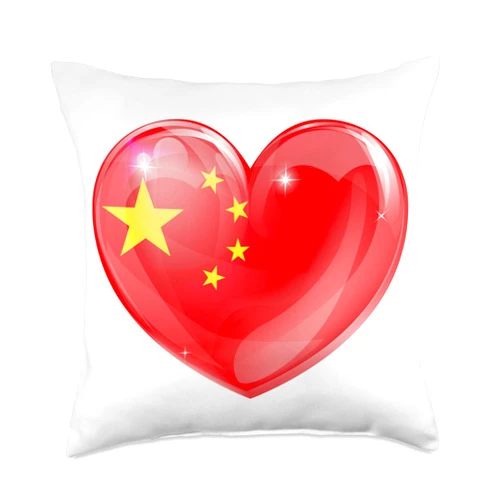 Heart Shaped Chinese Flag China Love Design Heart Shaped Chinese Flag China Love Patriotic Design Throw Pillow