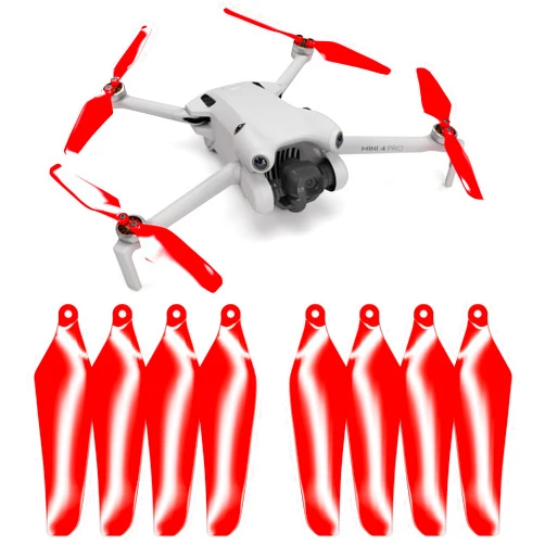 Master Airscrew Super Stealth Propellers for DJI Mini 4 Pro & Mini 3 Pro - Red, 4 propellers in Set