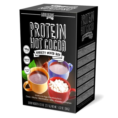 Wholesome Provisions Protein Hot Chocolate, 15g Protein, Variety Pack, Keto Hot Chocolate Mix, Low Carb Hot Cocoa, Includes Up To 4 Different Flavors, Instant Hot Coco (3 Boxes)