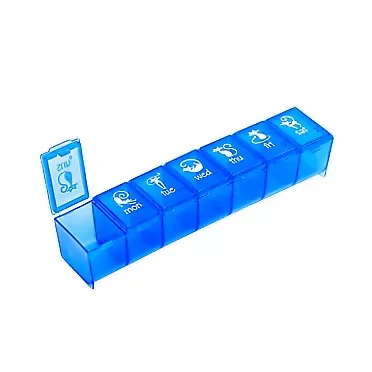 EZY DOSE Pet (7-Day) Pill, Medicine, Vitamin Organizer Box, Weekly, Daily Planner for Cat, Large Compartments, Blue Lids