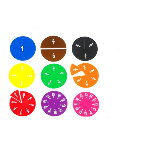 edxeducation Fraction Circles - Set of 51 - 9 Values and Colors - Teach Fraction Equivalents and Parts to Whole