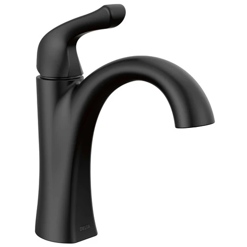 Delta Faucet Arvo Matte Black Bathroom Faucet, Single Hole Bathroom Faucet Black, Single Handle Bathroom Faucet, Bathroom Sink Faucet, Drain Assembly Included, Matte Black 15840LF-BL