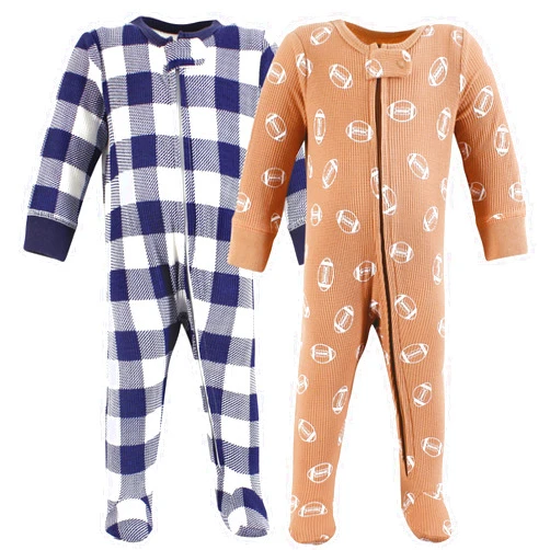 Hudson Baby Unisex Baby Thermal Zipper Sleep and Play 2pk