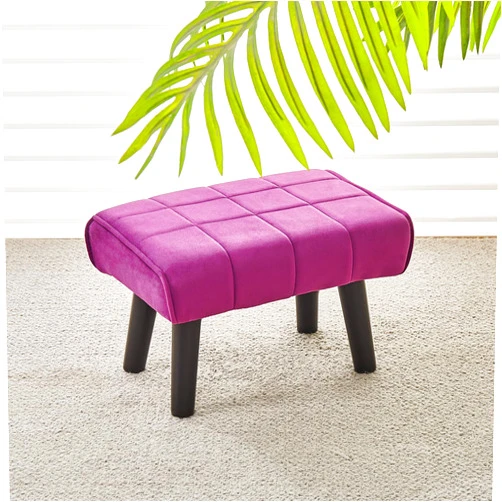 Cpintltr Small Foot Stool Ottoman Modern Accent Step Stool Seat with Solid Wood Legs Velvet Soft Padded Pouf Ottomans Sofa Footrest Stools 16 inch for Couch Living Room Bedroom Entryway Purple