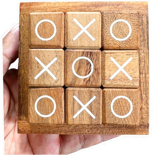 NUTTA - Wooden TIC TAC Toe Game Coffee Table Decor Family Game Night Indoor Outdoor Fun Games for Teens and Adults Classic OX Wood Board Game TicTacToe