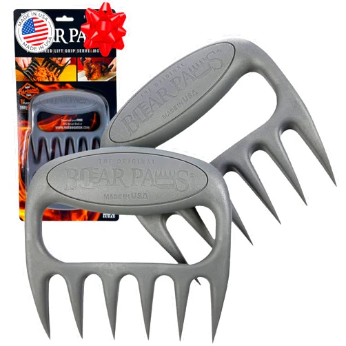 Bear Paws Meat Claws - The Original BBQ Meat Shredder Claws for Pulled Pork, USA Made - Easily Lift, Shred, Pull and Serve Pork, Chicken, Brisket and Turkey - Valentine’s Day Gifts for Men (Gray)