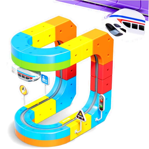 Wdebay klick Rail Electric Train Set 3D Magic Flexible Race Track for Kids 3 4 5 6 7 8 Years Old, 32 pcs Race Car Track Block with Anti-Gravity, Educational STEM Toy Boys Girls Birthday