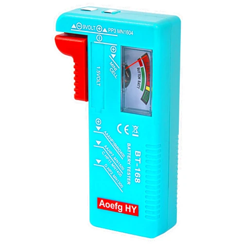 Aoefg HY-BT168 Battery Tester, Universal Battery Checker for AA AAA C D 9V 1.5V Button Cell Batteries(Requires No Battery for Operation)