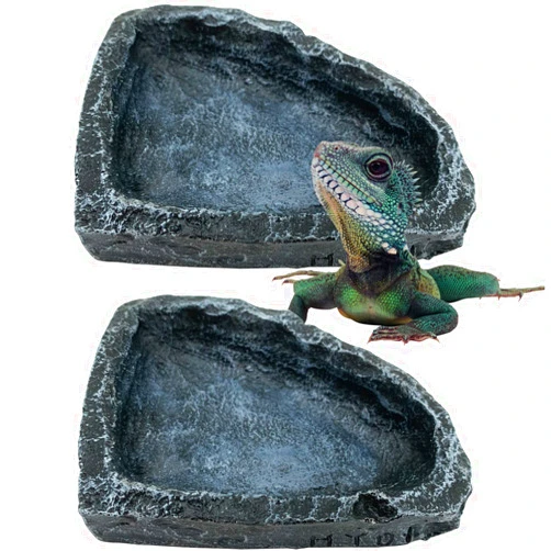 CATENESS Reptile Water Dish Food Bowl, 2 Pack Reptile Feeding Dish Corner Bowl, Reptile Terrarium Bowls for Bearded Dragon Lizard Frog Gecko Tortoise Hermit Crab